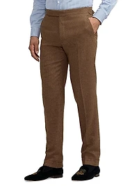 Houndstooth Wool-Blend Straight-Leg Trousers