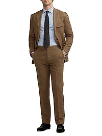 Houndstooth Wool-Blend Straight-Leg Trousers