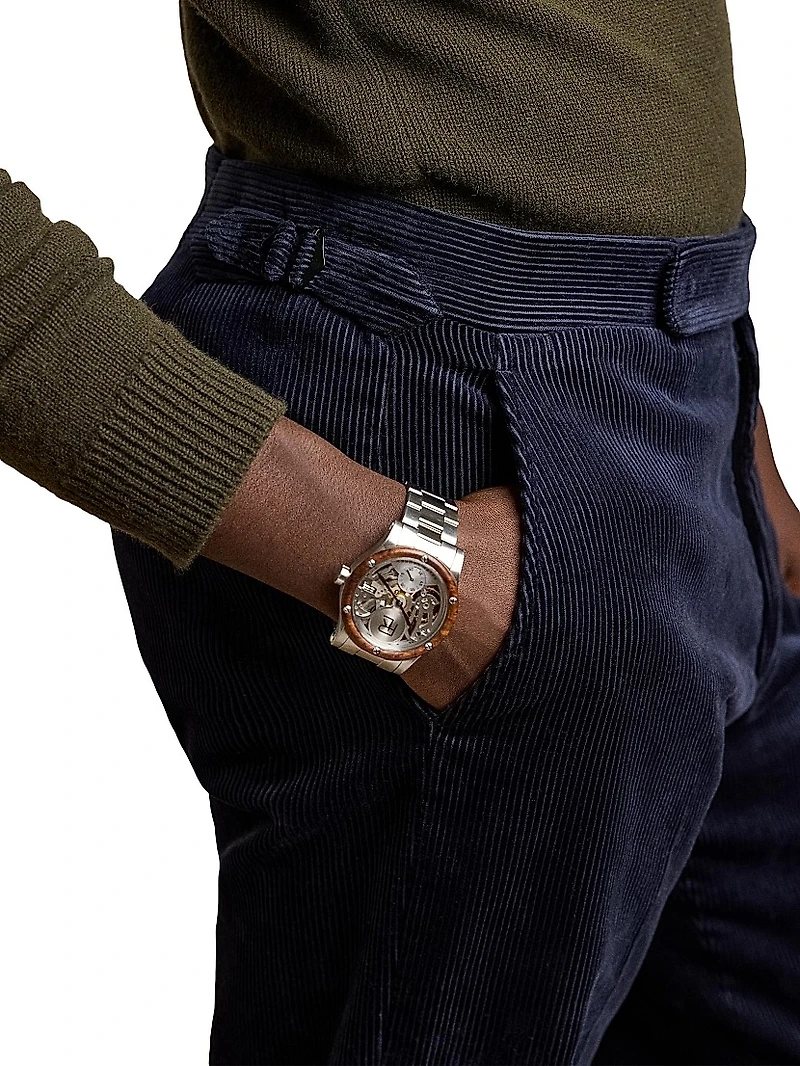Corduroy Mid-Rise Straight-Leg Pants