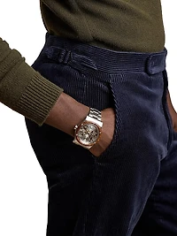Corduroy Mid-Rise Straight-Leg Pants