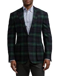 Kent Plaid Wool-Cashmere Single-Breasted Jacket