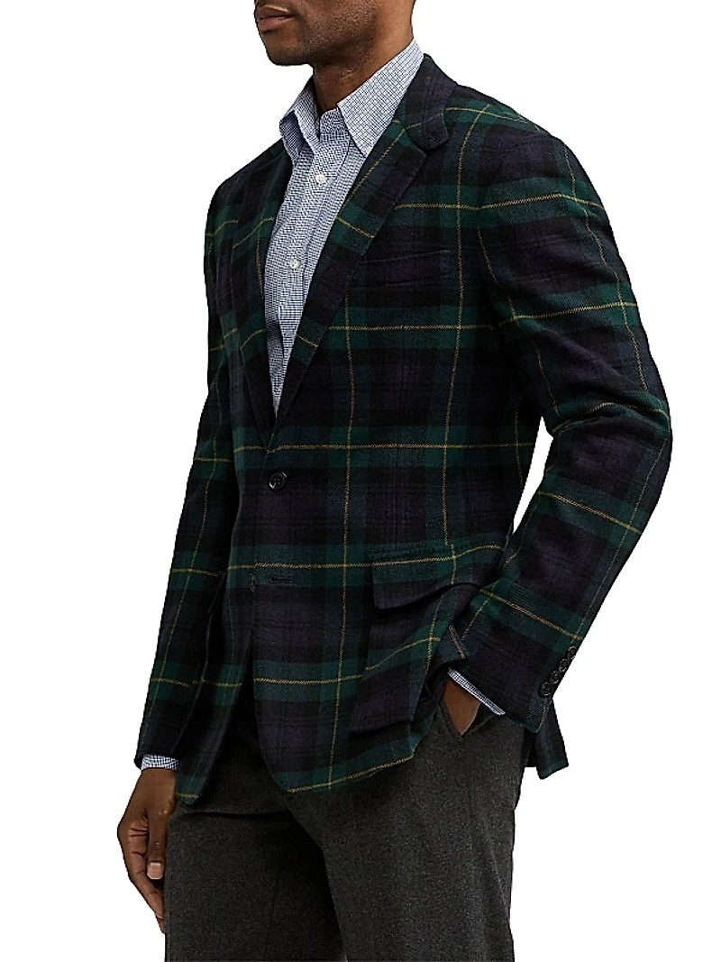 Kent Plaid Wool-Cashmere Single-Breasted Jacket