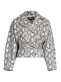 Shelia Snake-Print Faux Leather Biker Jacket