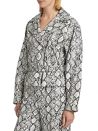 Shelia Snake-Print Faux Leather Biker Jacket