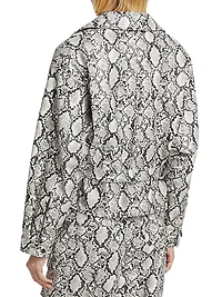 Shelia Snake-Print Faux Leather Biker Jacket
