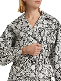 Shelia Snake-Print Faux Leather Biker Jacket