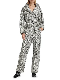 Shelia Snake-Print Faux Leather Biker Jacket