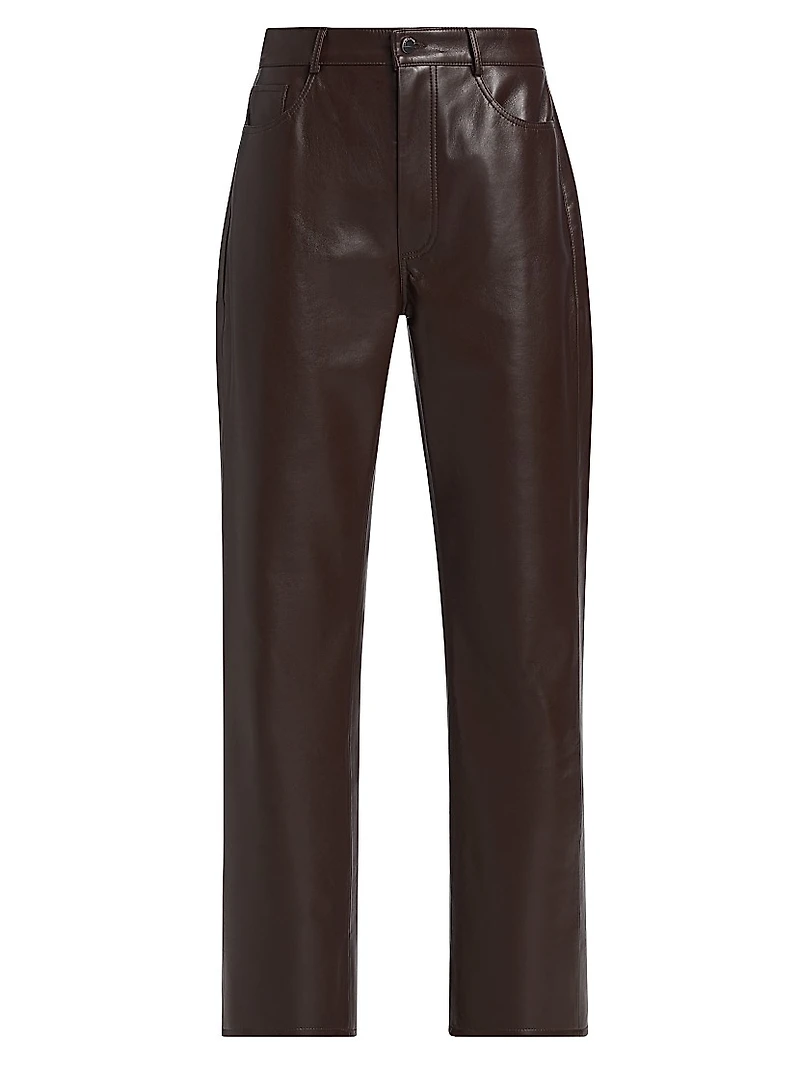 Demora Leather Straight-Leg Pants