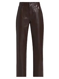 Demora Leather Straight-Leg Pants