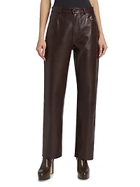 Demora Leather Straight-Leg Pants