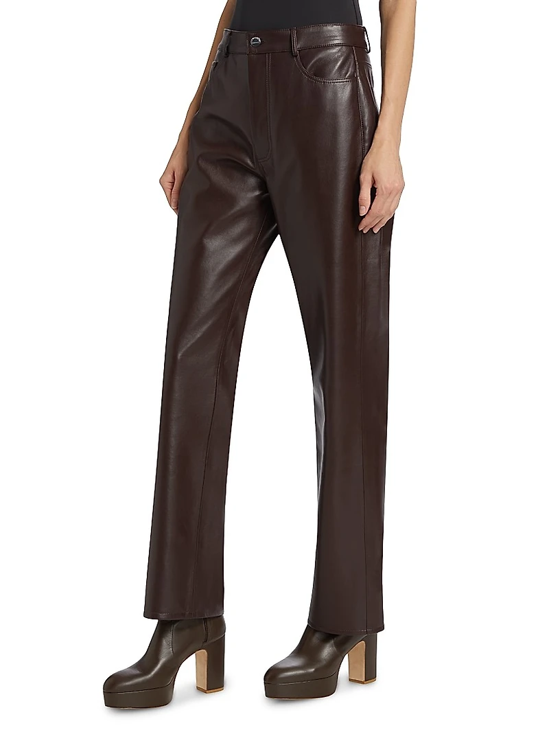 Demora Leather Straight-Leg Pants