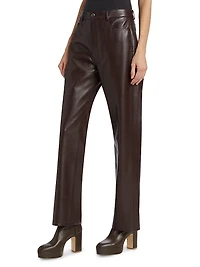 Demora Leather Straight-Leg Pants