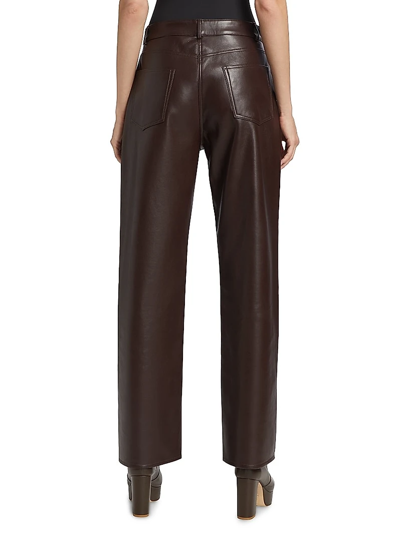 Demora Leather Straight-Leg Pants