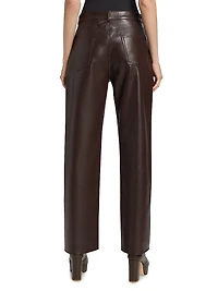 Demora Leather Straight-Leg Pants
