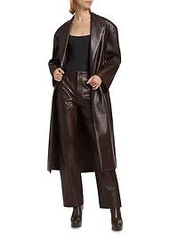 Demora Leather Straight-Leg Pants