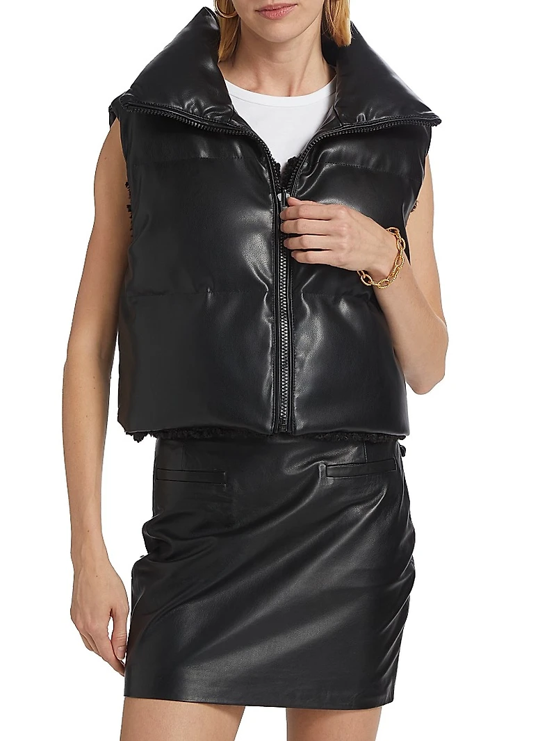 Melicia Faux Leather Cropped Vest