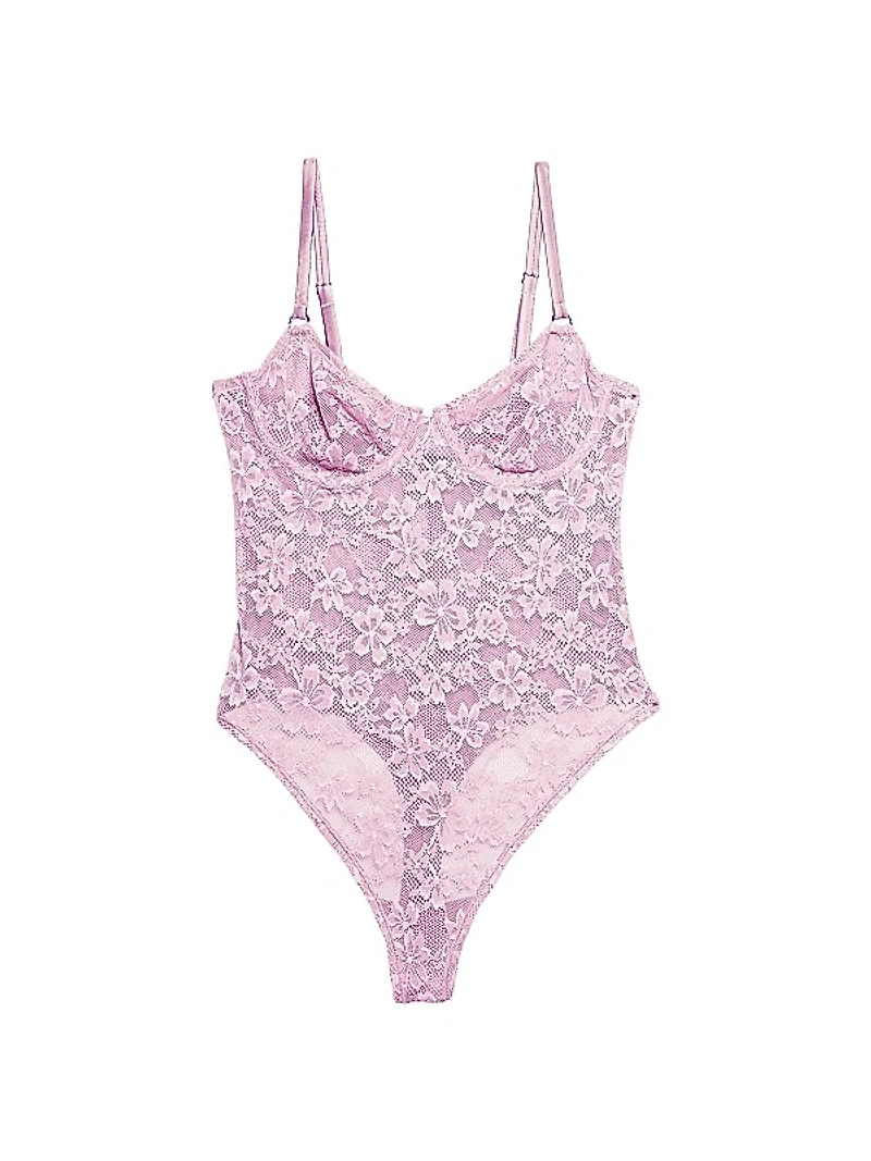 Le Stretch Floral Lace Bodysuit