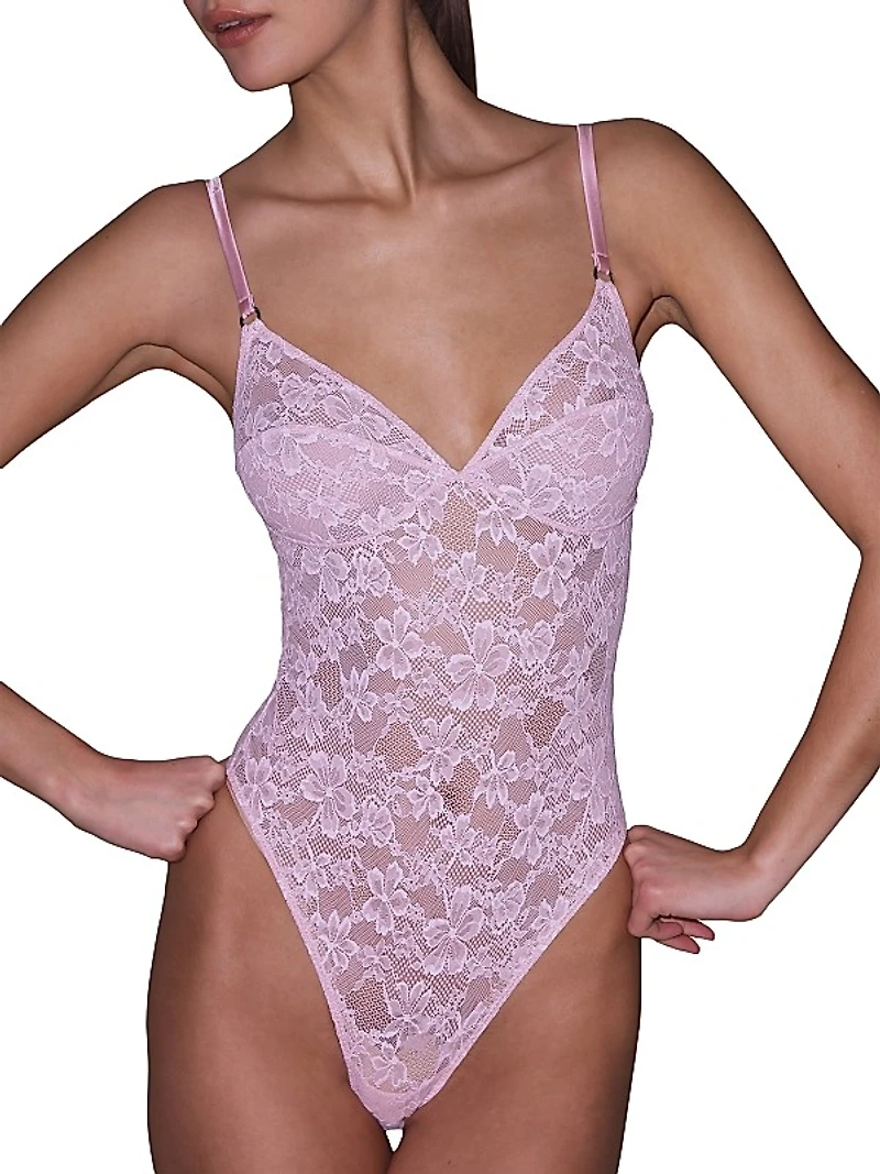 Le Stretch Floral Lace Bodysuit