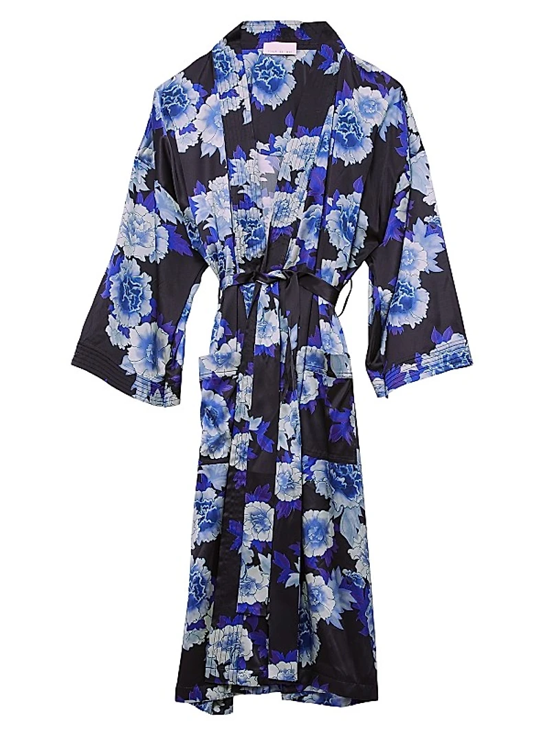 Floral Silk-Blend Tie-Waist Robe