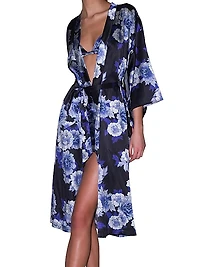Floral Silk-Blend Tie-Waist Robe
