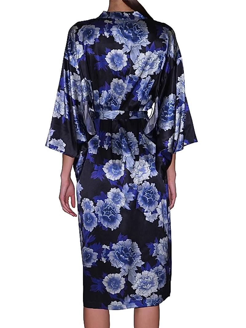 Floral Silk-Blend Tie-Waist Robe