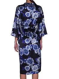 Floral Silk-Blend Tie-Waist Robe