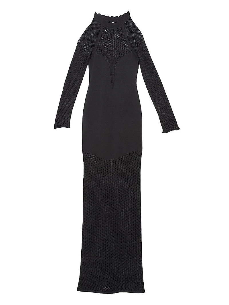 Mesh Body-Con Maxi Dress