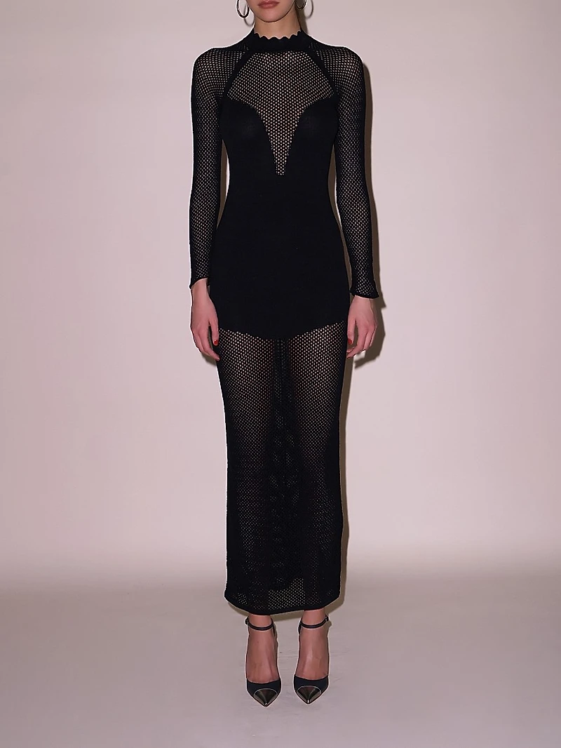 Mesh Body-Con Maxi Dress
