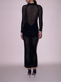 Mesh Body-Con Maxi Dress