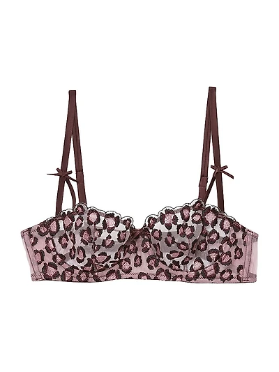 Leopard Embroidered Stretch-Silk Balconette Bra