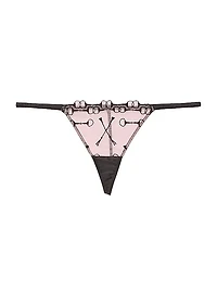 Equestrian Embroidered Stretch-Silk G-String Thong