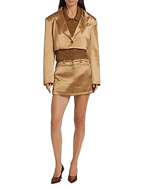 Tatum Metallic Zip-Front Skort