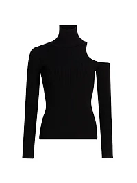 Rooney Rib-Knit Cut-Out Shoulder Top