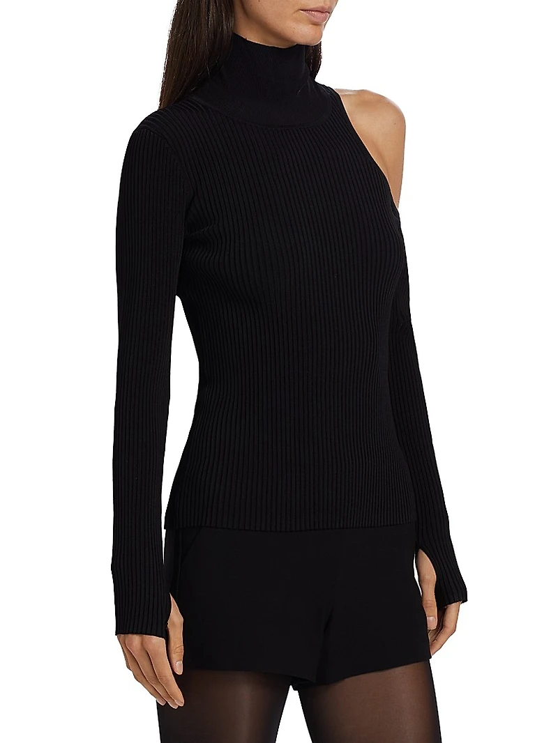 Rooney Rib-Knit Cut-Out Shoulder Top