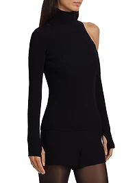 Rooney Rib-Knit Cut-Out Shoulder Top