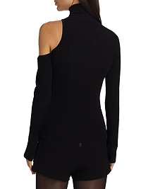 Rooney Rib-Knit Cut-Out Shoulder Top