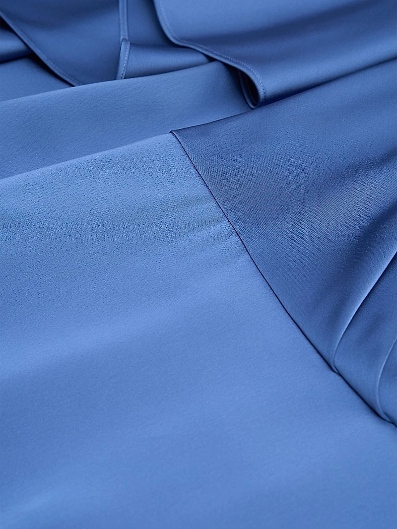 Kia Satin Cape Fit & Flare Gown