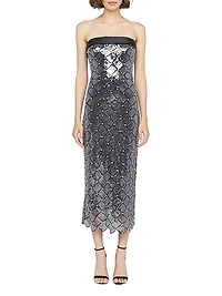 Jewel Sequin-Embellished Strapless Cocktail Dress