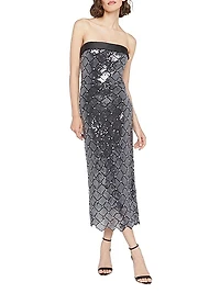 Jewel Sequin-Embellished Strapless Cocktail Dress