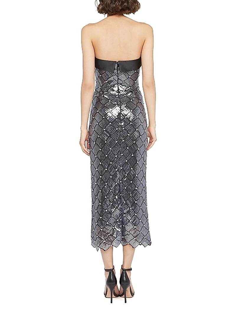 Jewel Sequin-Embellished Strapless Cocktail Dress