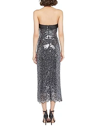 Jewel Sequin-Embellished Strapless Cocktail Dress