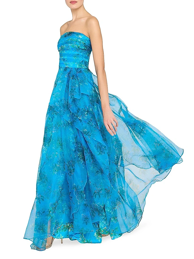 Anaclara Floral Organza A-Line Gown