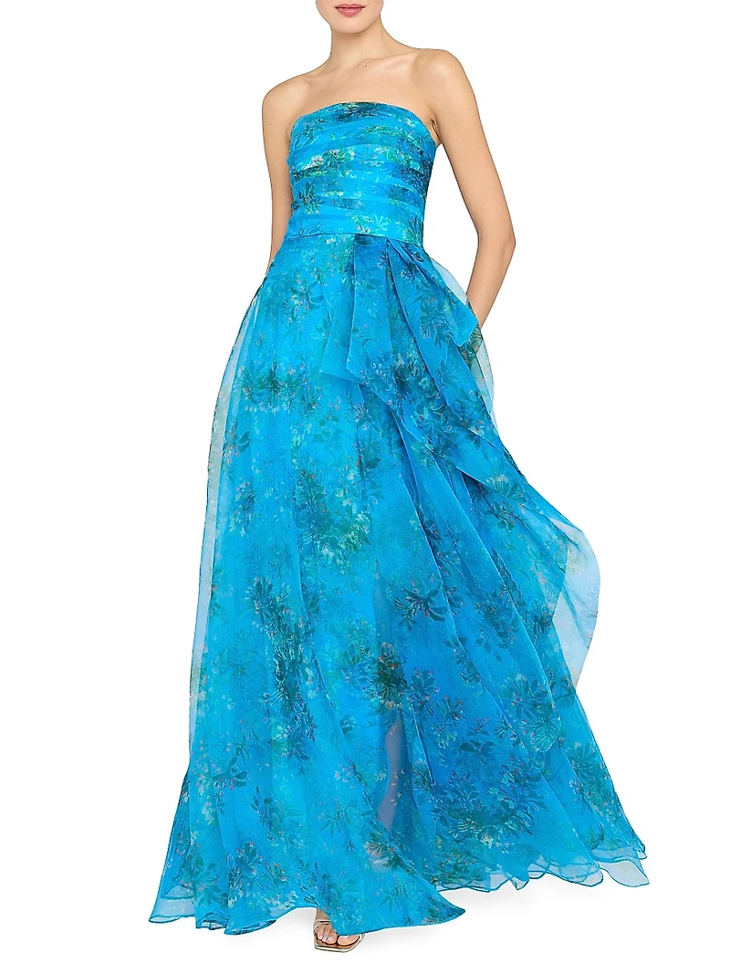 Anaclara Floral Organza A-Line Gown