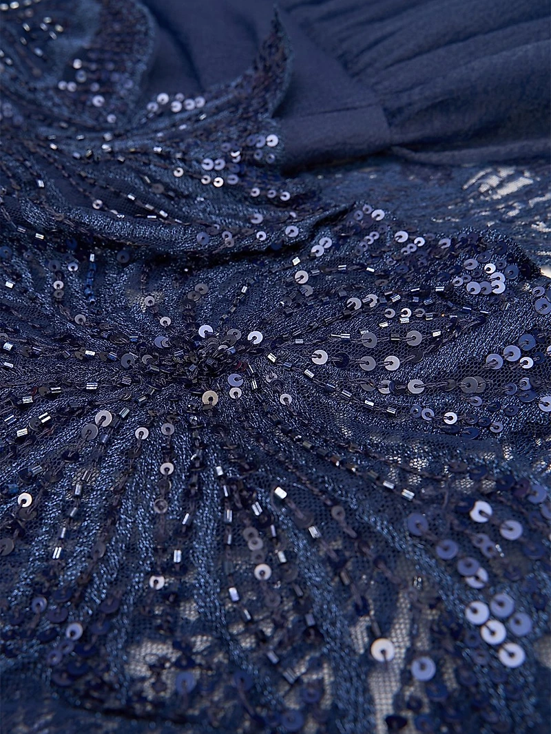 Ginny Embellished Organza Capelet Gown