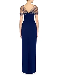 Louella Faux Pearl Shawl Gown