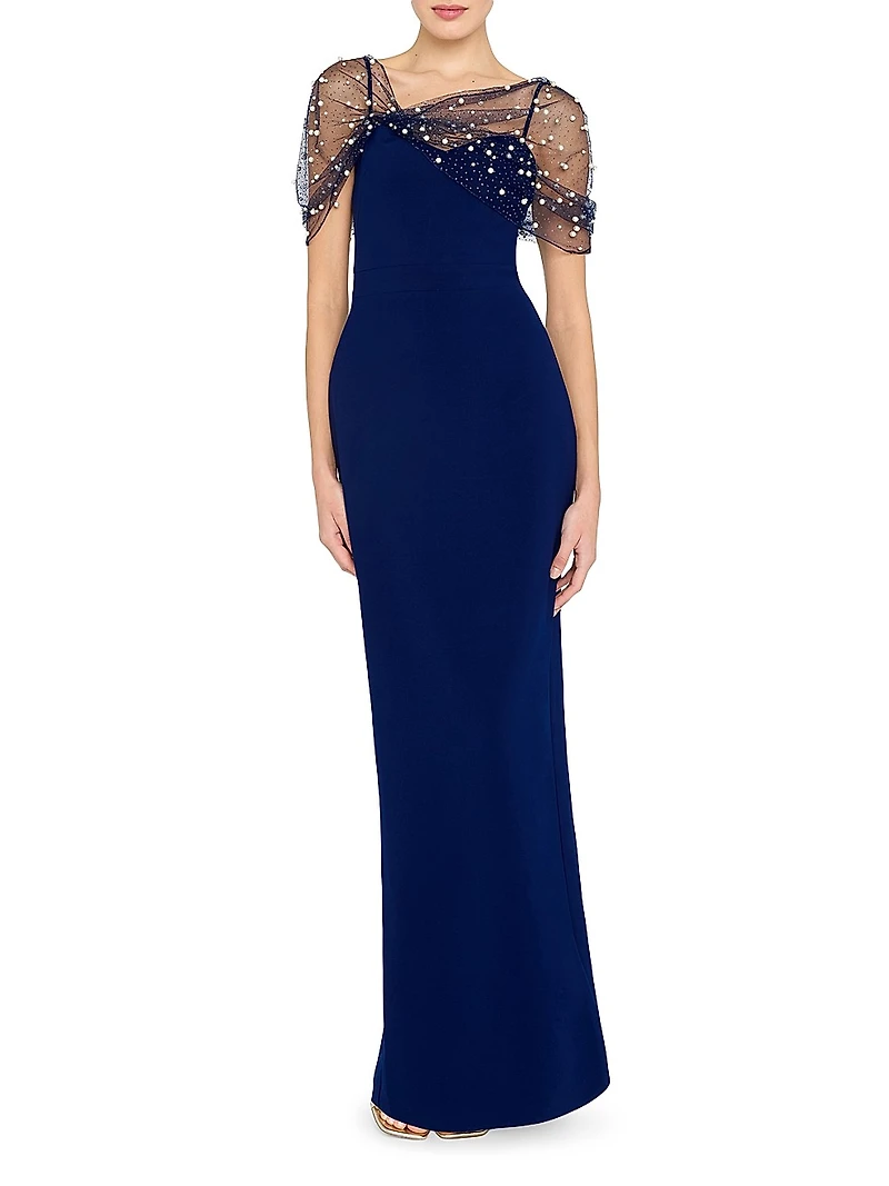 Louella Faux Pearl Shawl Gown