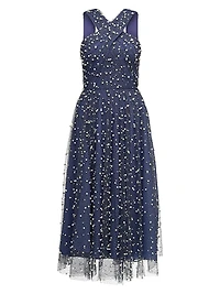 Tatiana Embellished Crisscross Halterneck Midi-Dress