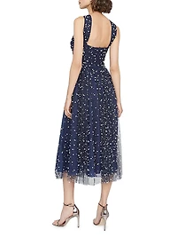 Tatiana Embellished Crisscross Halterneck Midi-Dress