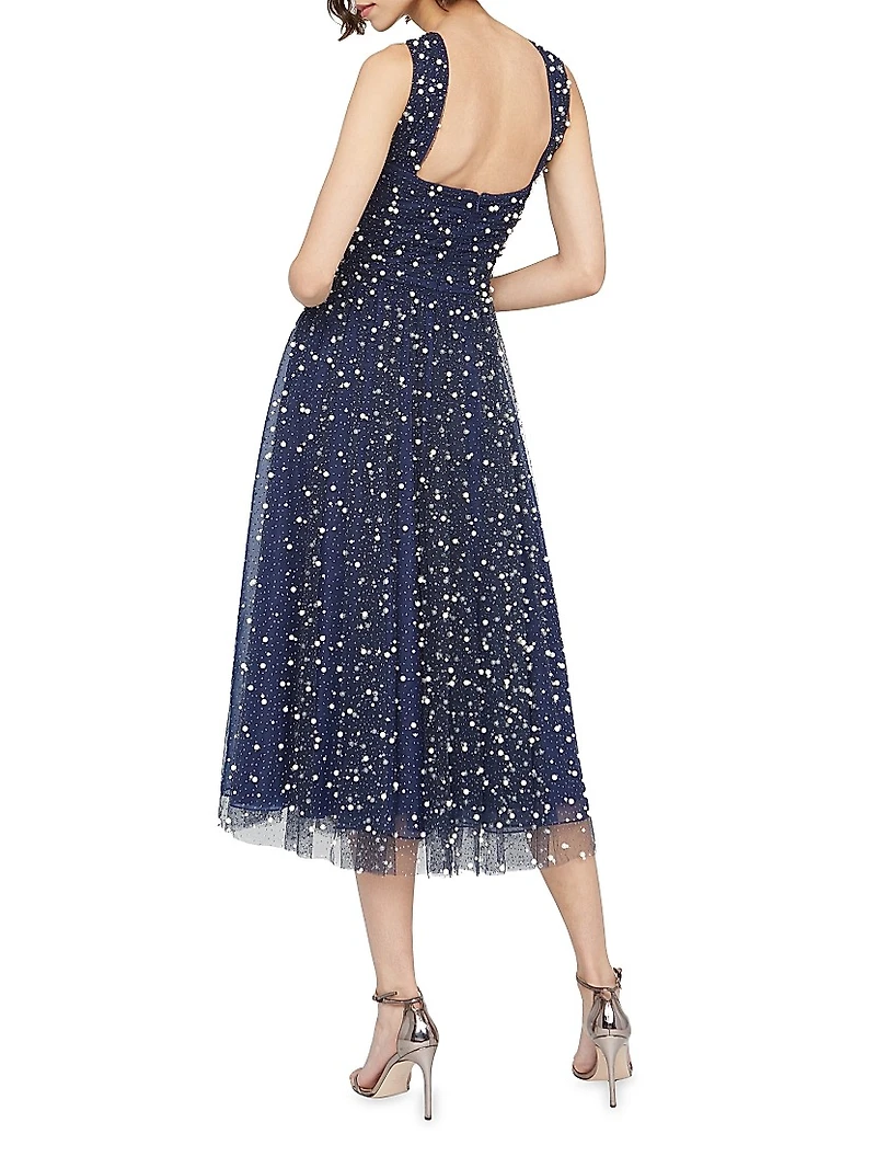 Tatiana Embellished Crisscross Halterneck Midi-Dress