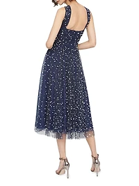 Tatiana Embellished Crisscross Halterneck Midi-Dress